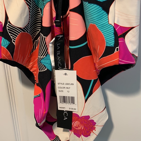 La Blanca In full bloom reversible plunge one piece ,  size 12 - Picture 9 of 12